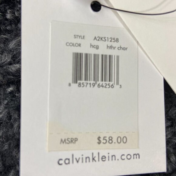 NWT Calvin Klein wool-blend charcoal gray long scarf - Picture 6 of 7